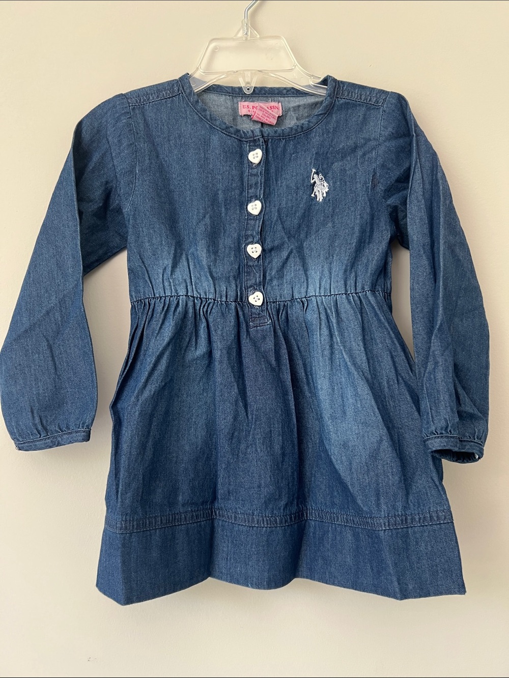 Ralph Lauren Dark Blue Denim Long Sleeve Dress with Pony